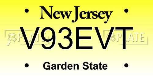 V93EVT New Jersey License Plate
