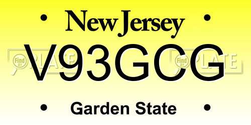 V93GCG New Jersey License Plate