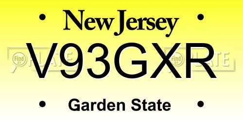 V93GXR New Jersey License Plate