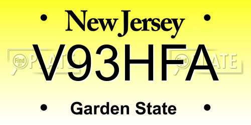 V93HFA New Jersey License Plate