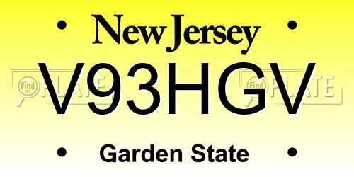 V93HGV New Jersey License Plate