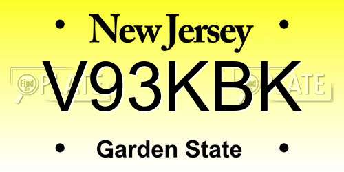 V93KBK New Jersey License Plate