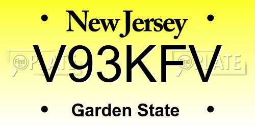 V93KFV New Jersey License Plate