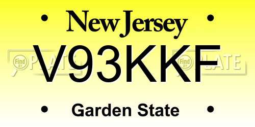V93KKF New Jersey License Plate