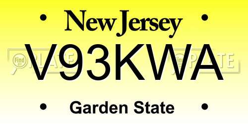 V93KWA New Jersey License Plate