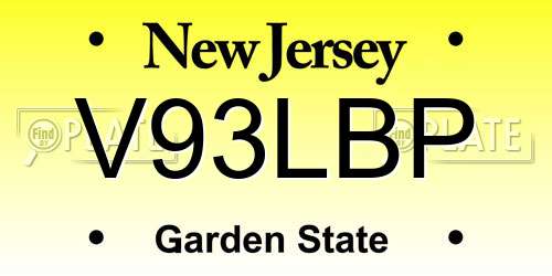 V93LBP New Jersey License Plate
