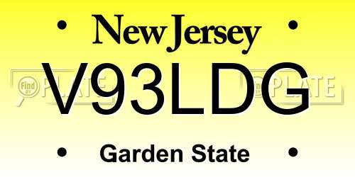 V93LDG New Jersey License Plate