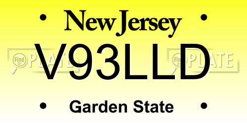 V93LLD New Jersey License Plate