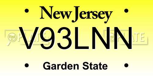V93LNN New Jersey License Plate