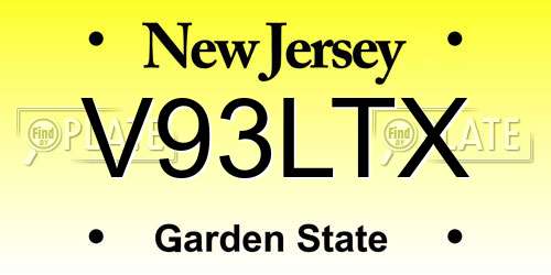 V93LTX New Jersey License Plate