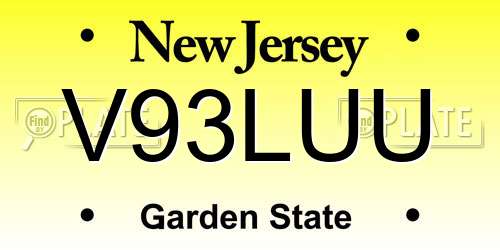V93LUU New Jersey License Plate