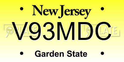 V93MDC New Jersey License Plate