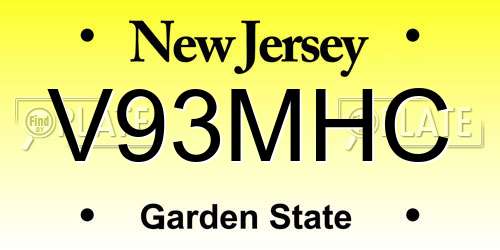 V93MHC New Jersey License Plate
