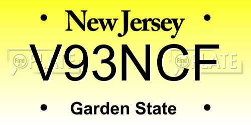 V93NCF New Jersey License Plate
