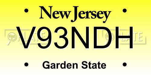 V93NDH New Jersey License Plate