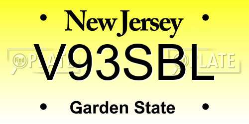 V93SBL New Jersey License Plate