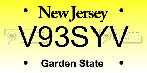 V93SYV New Jersey License Plate