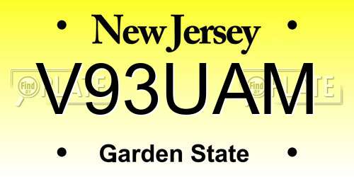 V93UAM New Jersey License Plate