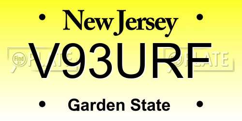 V93URF New Jersey License Plate