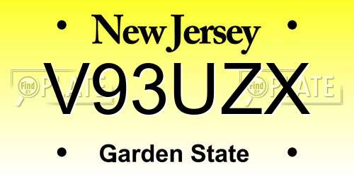 V93UZX New Jersey License Plate