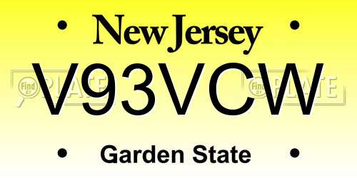 V93VCW New Jersey License Plate