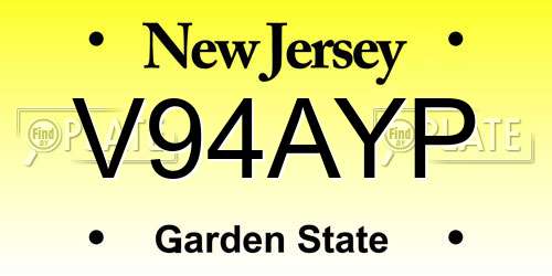 V94AYP New Jersey License Plate