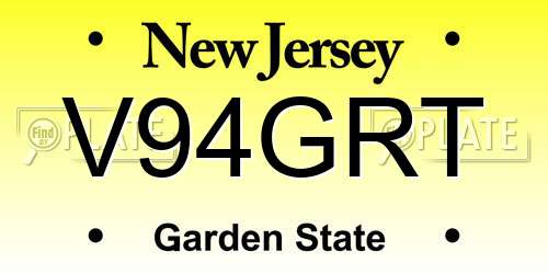 V94GRT New Jersey License Plate