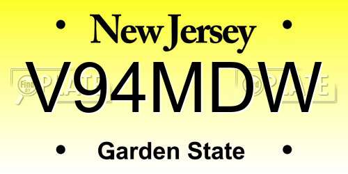 V94MDW New Jersey License Plate