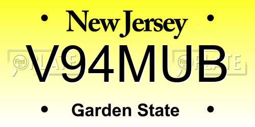 V94MUB New Jersey License Plate