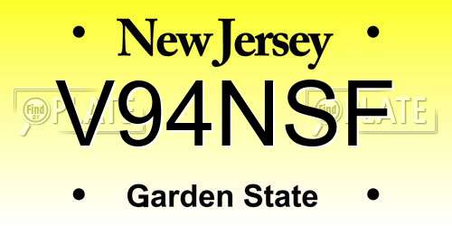 V94NSF New Jersey License Plate