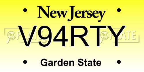 V94RTY New Jersey License Plate