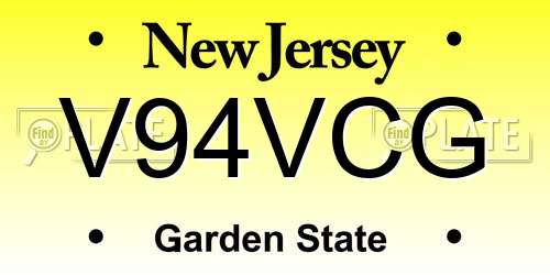 V94VCG New Jersey License Plate