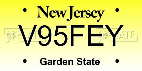 V95FEY New Jersey License Plate