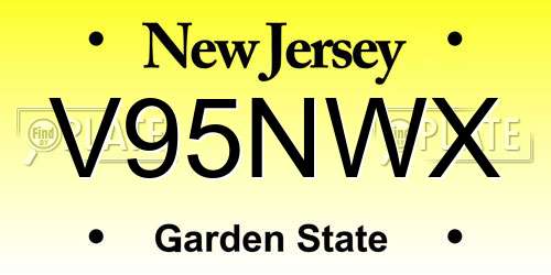 V95NWX New Jersey License Plate