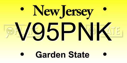 V95PNK New Jersey License Plate
