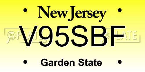 V95SBF New Jersey License Plate