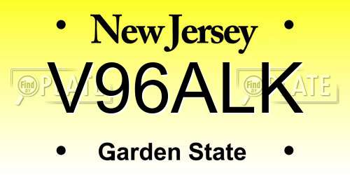 V96ALK New Jersey License Plate