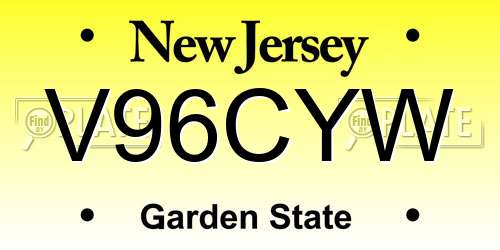 V96CYW New Jersey License Plate