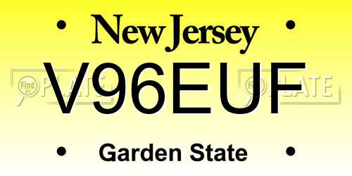 V96EUF New Jersey License Plate