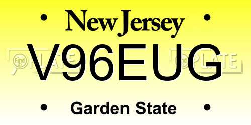 V96EUG New Jersey License Plate