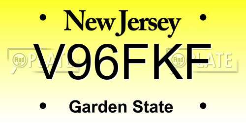 V96FKF New Jersey License Plate