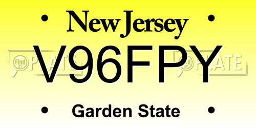 V96FPY New Jersey License Plate