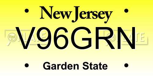 V96GRN New Jersey License Plate