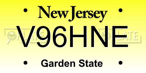 V96HNE New Jersey License Plate