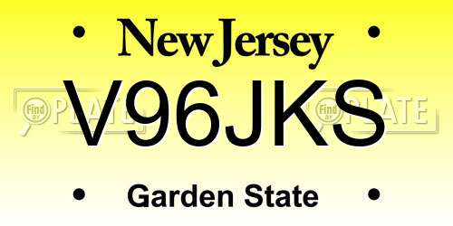 V96JKS New Jersey License Plate