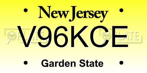 V96KCE New Jersey License Plate