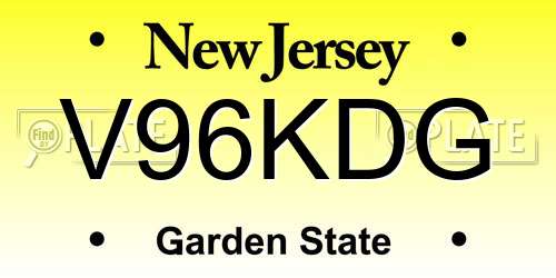 V96KDG New Jersey License Plate