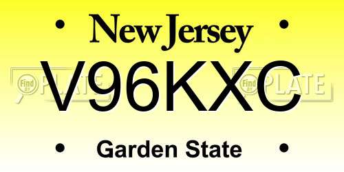 V96KXC New Jersey License Plate