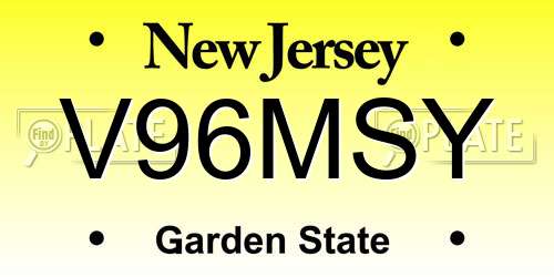V96MSY New Jersey License Plate