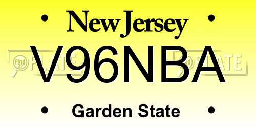 V96NBA New Jersey License Plate